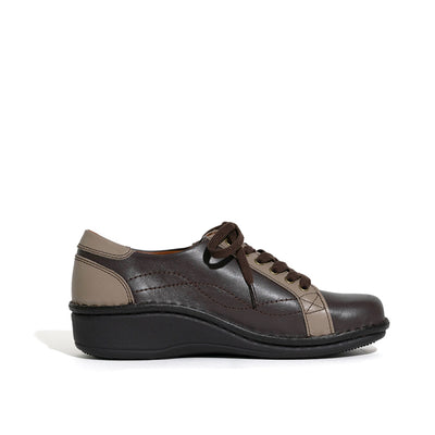 【SALE】No.10753 スポーティーレースアップシューズ（ダークブラウン＆グレージュ）