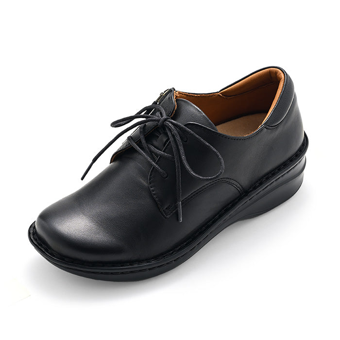 25SS新作】No.30381 羊革レースアップファスナーシューズ（ブラック