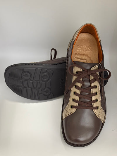 【ちょっと訳アリ*49】【25.0】No.10753 スポーティーレースアップシューズ（ダークブラウン＆グレージュ）