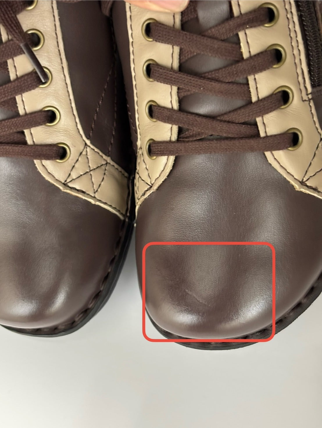 【ちょっと訳アリ*49】【25.0】No.10753 スポーティーレースアップシューズ（ダークブラウン＆グレージュ）