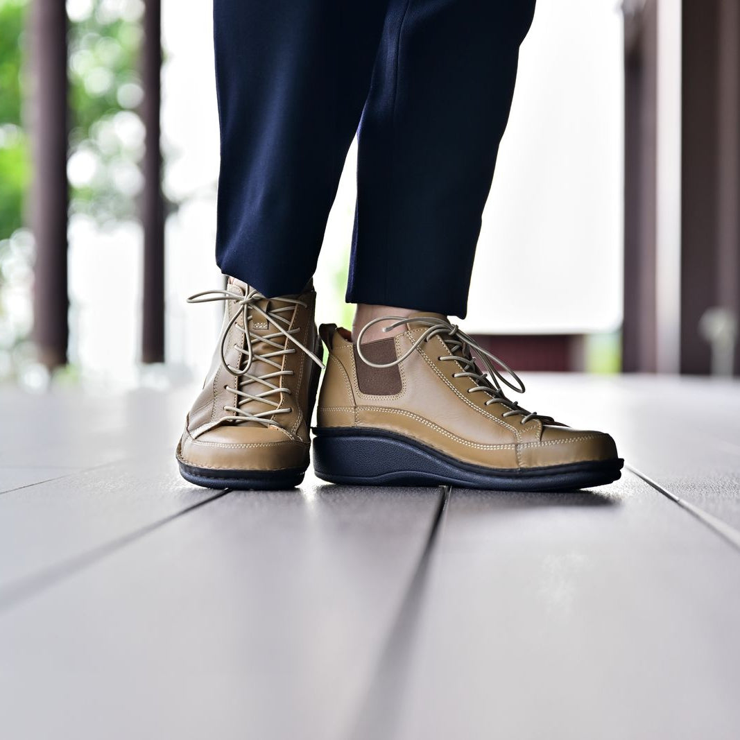 【25AW新作】No.60355 ハイカットサイドゴアシューズ（ブラック、サンド、オフホワイト)