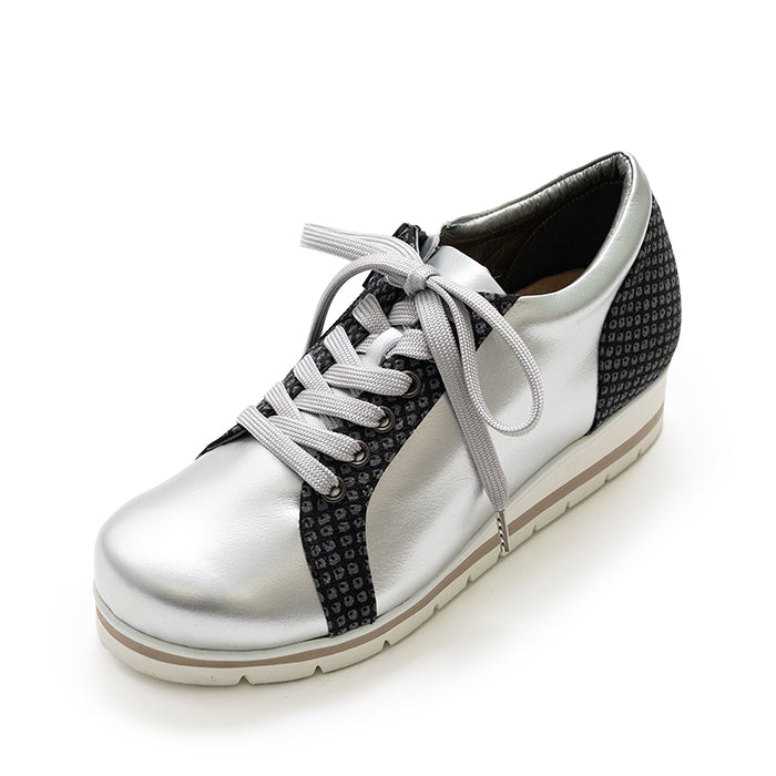 【特別価格】No.99801　詩仙堂コラボ/レースアップスニーカー（シルバー）