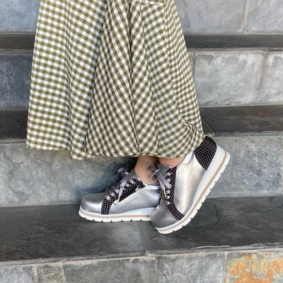 【特別価格】No.99801　詩仙堂コラボ/レースアップスニーカー（シルバー）