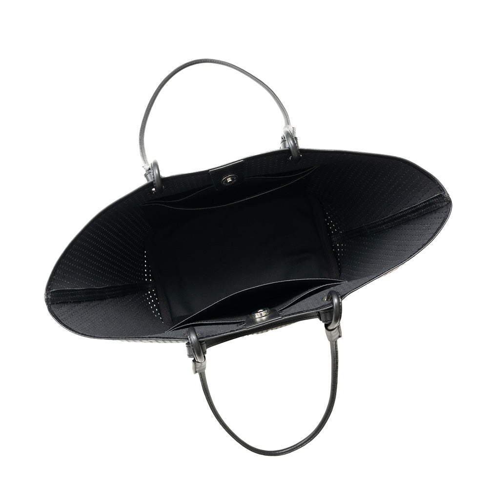 BP-0006　トートバッグ／パンチング（ブラック、ガンメタリック）